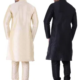 JEXI Men Regular Pure Silk Kurta with Churidar image 3