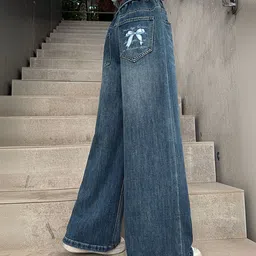 LULU & SKY Girls Wide Leg High-Rise Light Fade Jeans image 4