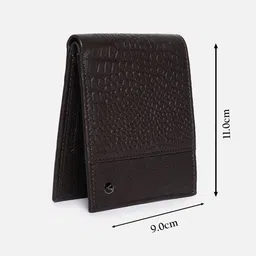 Van Heusen Men Geometric Textured Leather Two Fold Wallet image 2