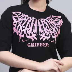 GRIFFEL Printed Oversized Pure Cotton Round Neck T-Shirt With Shorts image 3