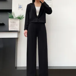 Lugo Women Black Cotton Blend Co-Ords-image-95