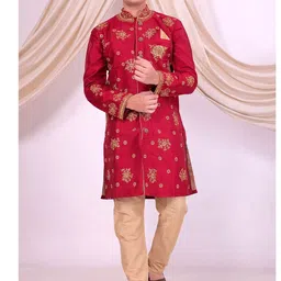 Desibutik Embroidered Mandarin Collar Sherwani image 5