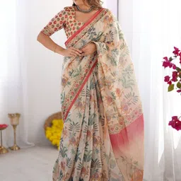 ALMAARI FASHION Ethnic Motifs Pure Cotton Banarasi Saree-image-64