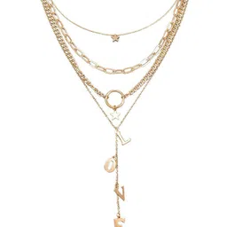 DressBerry Gold-Plated Alphabet Multi Layered Multi-Strand Necklace image 4