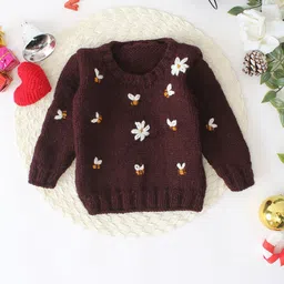 Woonie Kids Floral Embroidered Long Sleeve Cardigan Sweater-picture-32