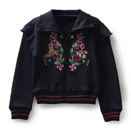 UNDER FOURTEEN ONLY Girls Embroidered Mock Collar Cotton Sweatshirt-picture-33