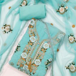 LeeliPeeri Designer Floral Embroidered Beads and Stones Unstitched Dress Material-picture-43
