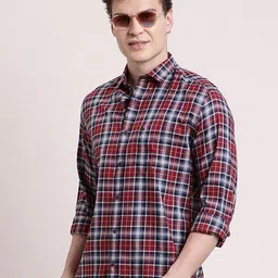 Turtle Men Relaxed Slim Fit Tartan Checks Checked Casual Shirt-picture-28