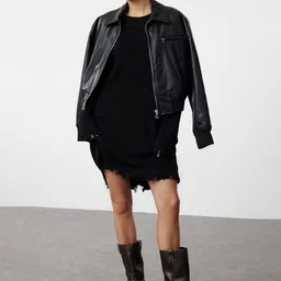 Trendyol A-Line Above Knee Round Nack Long Sleeves Dress-picture-30