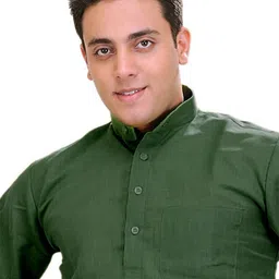 Exotic India Men Solid Linen Kurta with Pyjama image 3