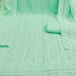 rangtulika ethnics Rangtulika Floral Embroidered Chikankari Work Georgette Unstitched Dress Material image 3