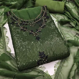 SWARNGANGA TEX Embroidered Sequinned Unstitched Dress Material-image-13