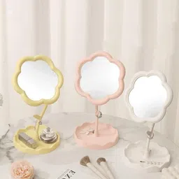 faymor Flower Shape Makeup Mirror With Tray for Girls & Women Decorative Mirror image 5