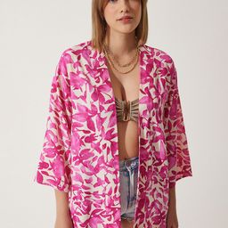 Happiness istanbul Printed Open Front Longline Shrug-picture-18