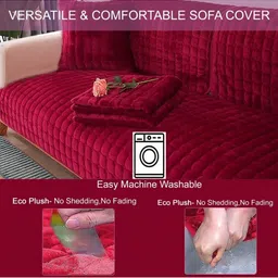 Stylista Red Polyester Sofa Cover With Arms image 4