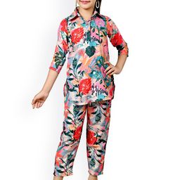 BAESD Girls Printed Shirt Collar Tunic With Trousers-picture-29