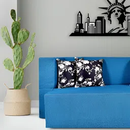 FRIENDS LIFE Blue & Black 4 Seater Comfort Sofa Cum Bed With Pillows-image-47