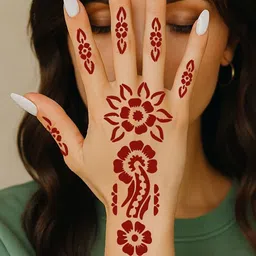 VOORKOMS Combo Mehndi Stencil Sticker For Teenagers & Women Attending Parties Functions image 3
