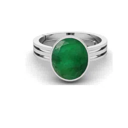 RRVGEM Silver Plated 5.00 KT Emerald Studded Adjustable Finger Ring image 3