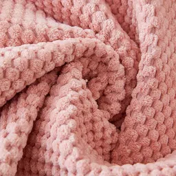 HOUSE OF QUIRK Peach-Coloured & White Solid Velvet 1 Seater Sofa Mat image 3