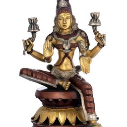 Exotic India Silver-Toned & Gold Toned Goddess Lakshmi Religious Brass Idol Showpiece-picture-47
