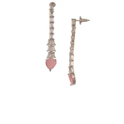 RATNAVALI JEWELS Silver-Plated Cubic Zirconia Studded Teardrop Shaped Drop Earrings image 3