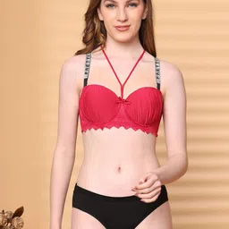 Quttos Red Balconette Bra & Panty Set QT-SET-7000-STRP-RED-30B-picture-36