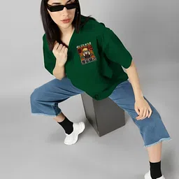 Kasendra Women Printed Drop-Shoulder Sleeves Oversized T-shirt image 5