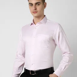 Van Heusen Men Spread Collar Solid Cotton Formal Shirt image 3
