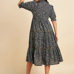 Krunal Raiyani Floral Printed Fit & Flare Midi Dress image 3