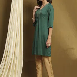 Biba Yoke Design Pleated Straight Kurta image 5