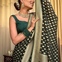 RAJMUDRAFASHION Woven Design Zari Art Silk Handloom Banarasi Saree image 3