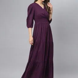 Raiyani Fashion Women Smocked Crepe Wrap Maxi Dress image 2