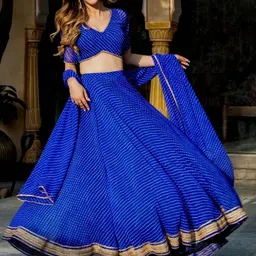 Zeel Clothing Embroidered Semi-Stitched V-Neck Lehenga & Unstitched Blouse With Dupatta image 5