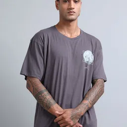 FROSEN FOX Men Graphic Printed Round Neck Cotton Oversized T-shirt-image-83