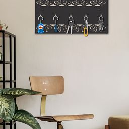 OLIVE TREE Black 5 Hooks Wooden Key Holder-picture-47