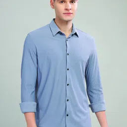 Blu MNKY Men Smart Slim Fit Casual Shirt-picture-18