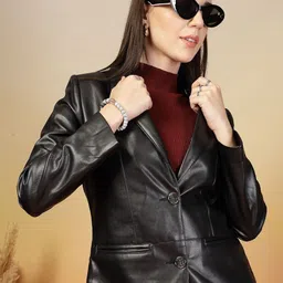 Juelle Women Notched Lapel Collar Longline Winter Overcoat image 3