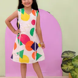 Sangria Girls Printed Pure Cotton Knee Length A-Line Dress-image-11
