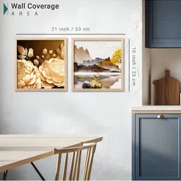 Kotart Brown & White 2 Pieces Abastract Wooden Wall Arts image 4