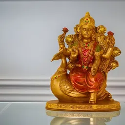 MISS PEACH Gold-Toned & Red Resin Goddess Maa Saraswati idol Sculpture Showpiece-picture-36