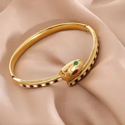 Estailo fashion Gold-Plated Artificial Stones Studded Enamelled Cuff Bracelet image 5