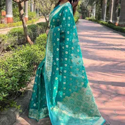 all about you Woven Design Zari Silk Blend Banarasi Saree image 2