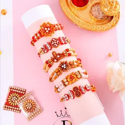 Thread 405-2024-FAMILY-6-PR, Rakhi for brother Mauli Thread Rakhi, Greeting Card, Chawal Roli PackSet-image-55