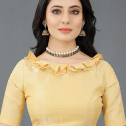 DISHA FASHION Floral Embroidered Mirror Work Banarasi Sarees With Blouse image 3