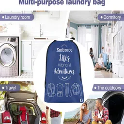 Aura Blue 3 Pieces Printed Foldable Water Resistant Multi-Utility Laundry Bags image 2