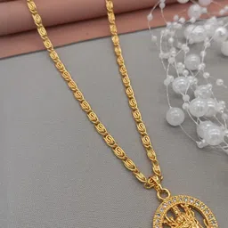 SHANKHRAJ MALL Gold-Plated Circular Pendants with Chains-picture-17