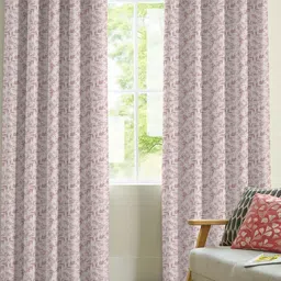 Nefertiti Home Pink 2 Pieces Floral Printed Black Out Door Curtains-image-78