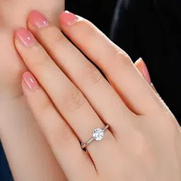 DressBerry Silver-Plated Cubic Zirconia StuddedFingerRing image 2