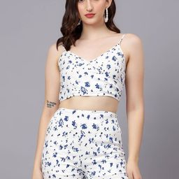 Stylecast X Kotty Floral Printed Shoulder Strap Top With Shorts-picture-0